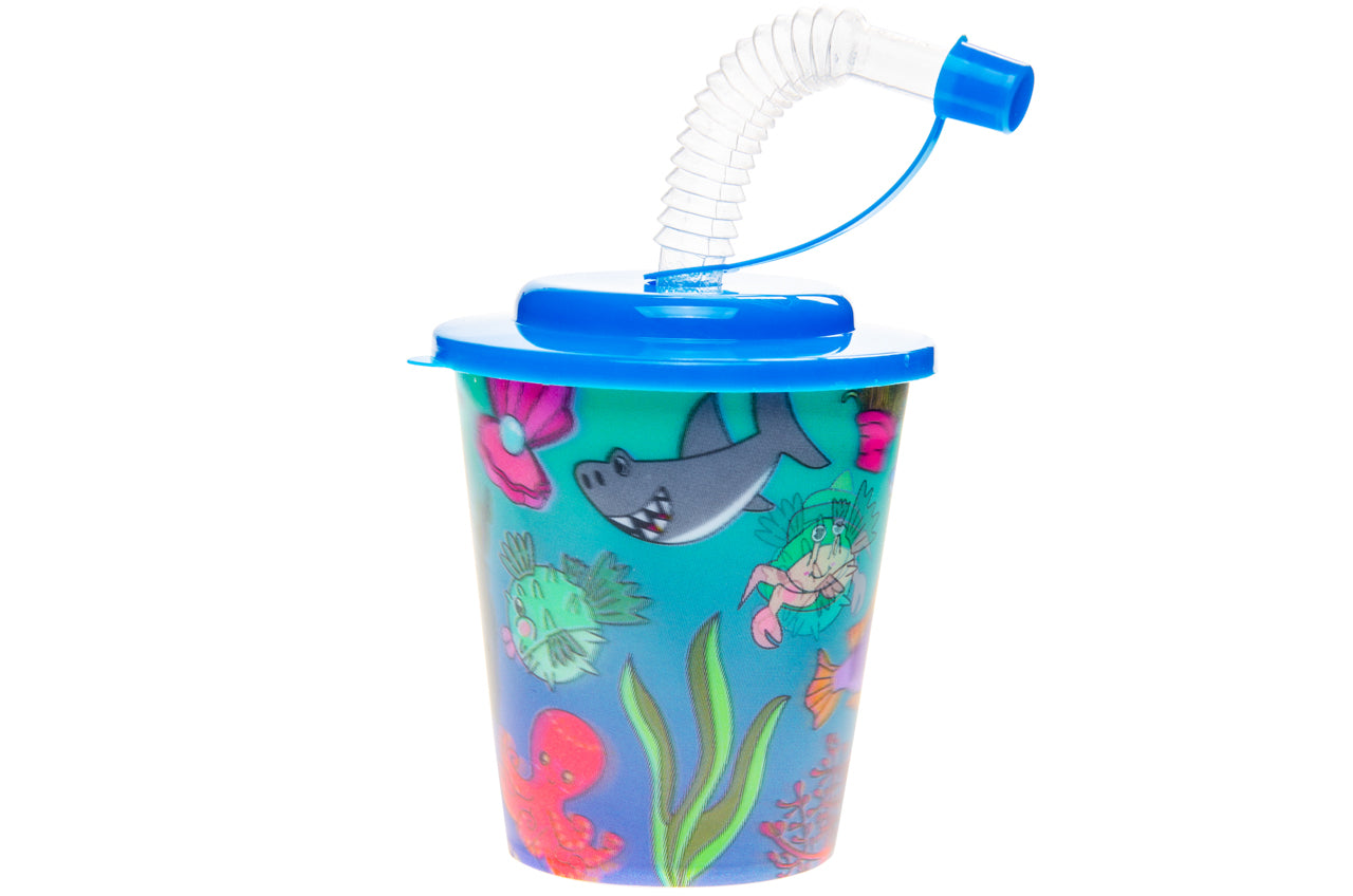 Sea Animals 3D Cup With Straw and Lid