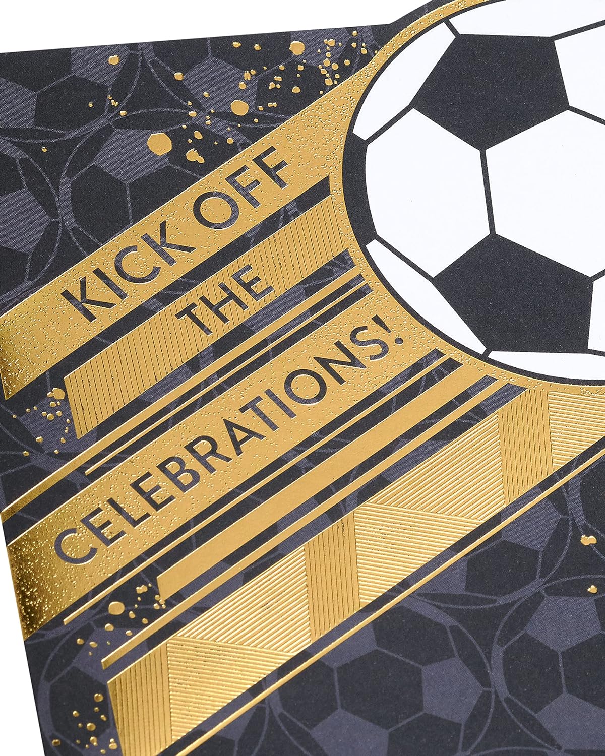Black & Gold Football Design Birthday Card