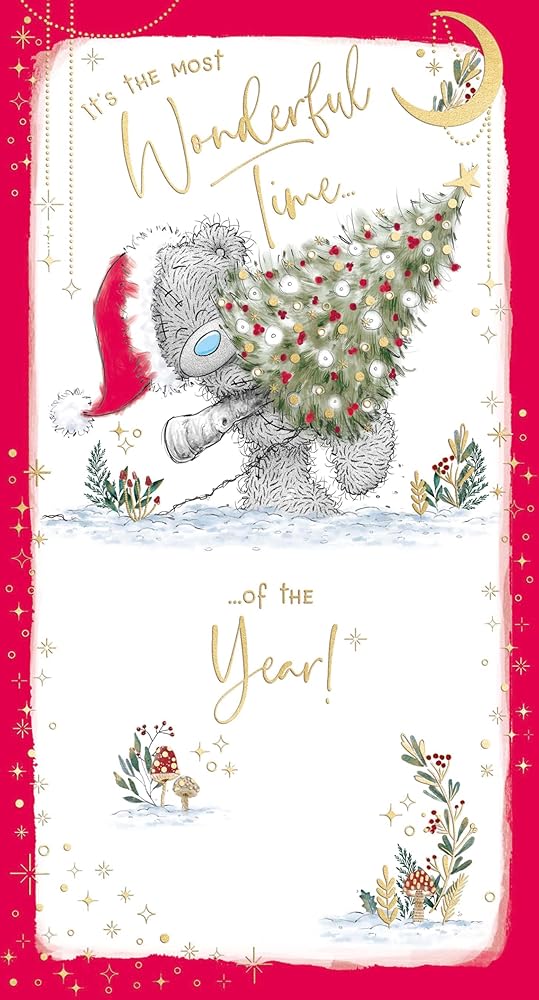 Bear And Xmas Tree Christmas Card