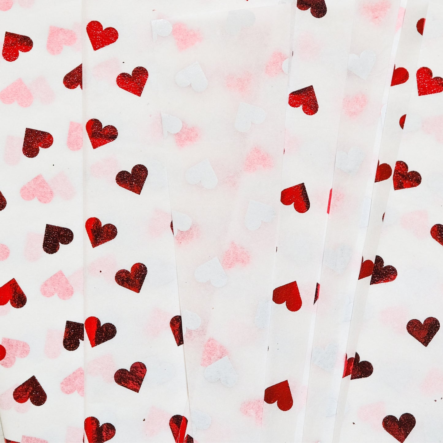 6 x Pack of 10 Valentine Hearts Red Luxury Metallic Plastic-Free 18gsm Tissue Paper Sheets 50x70cm - Patterned Tissue Paper for Xmas, New Year, Party, Wedding, Birthday Packing Present Gift Box DIY Art Crafts