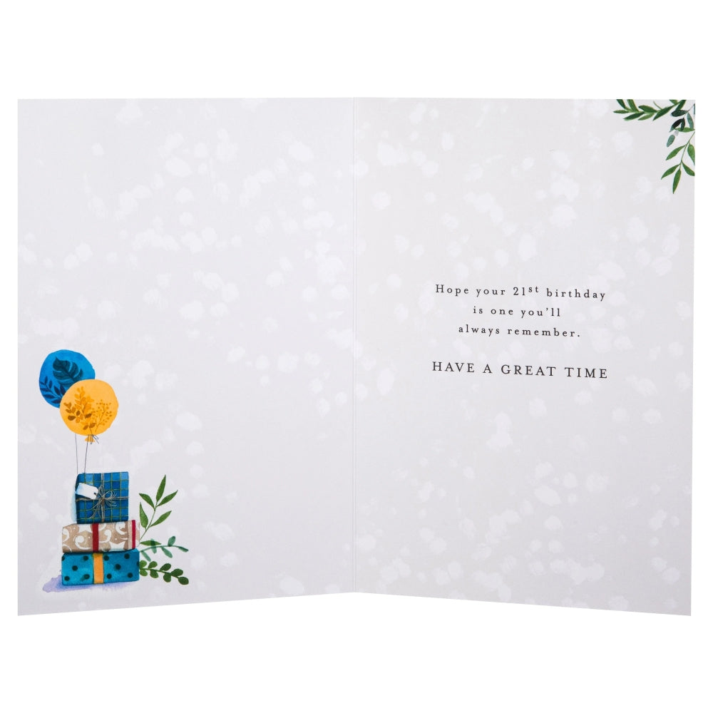 Presents & Balloons Design 21st Birthday Card