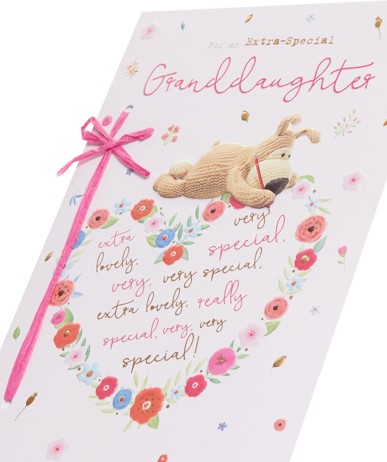 Boofle Pink Bow Granddaughter Birthday Card