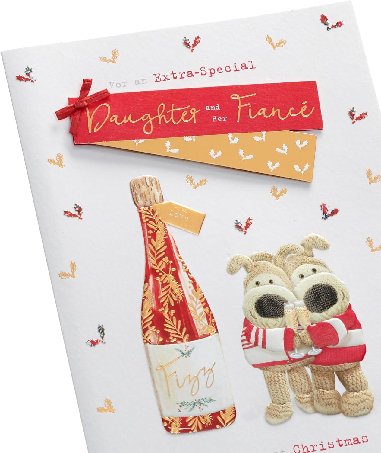 Daughter & Fiance Embellished Christmas Card Cute Boofle