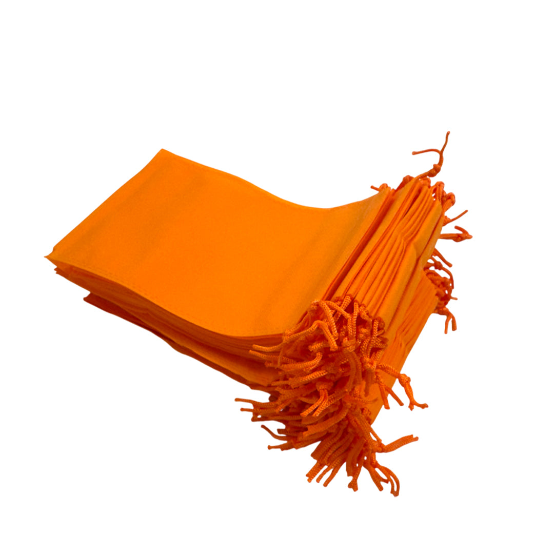 Pack of 100 Orange Coloured 39x30cm Non-Woven Drawstring Bags