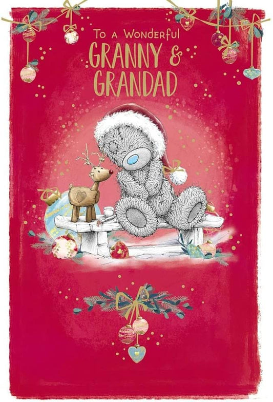 Bear with Reindeer Granny & Grandad Christmas Card