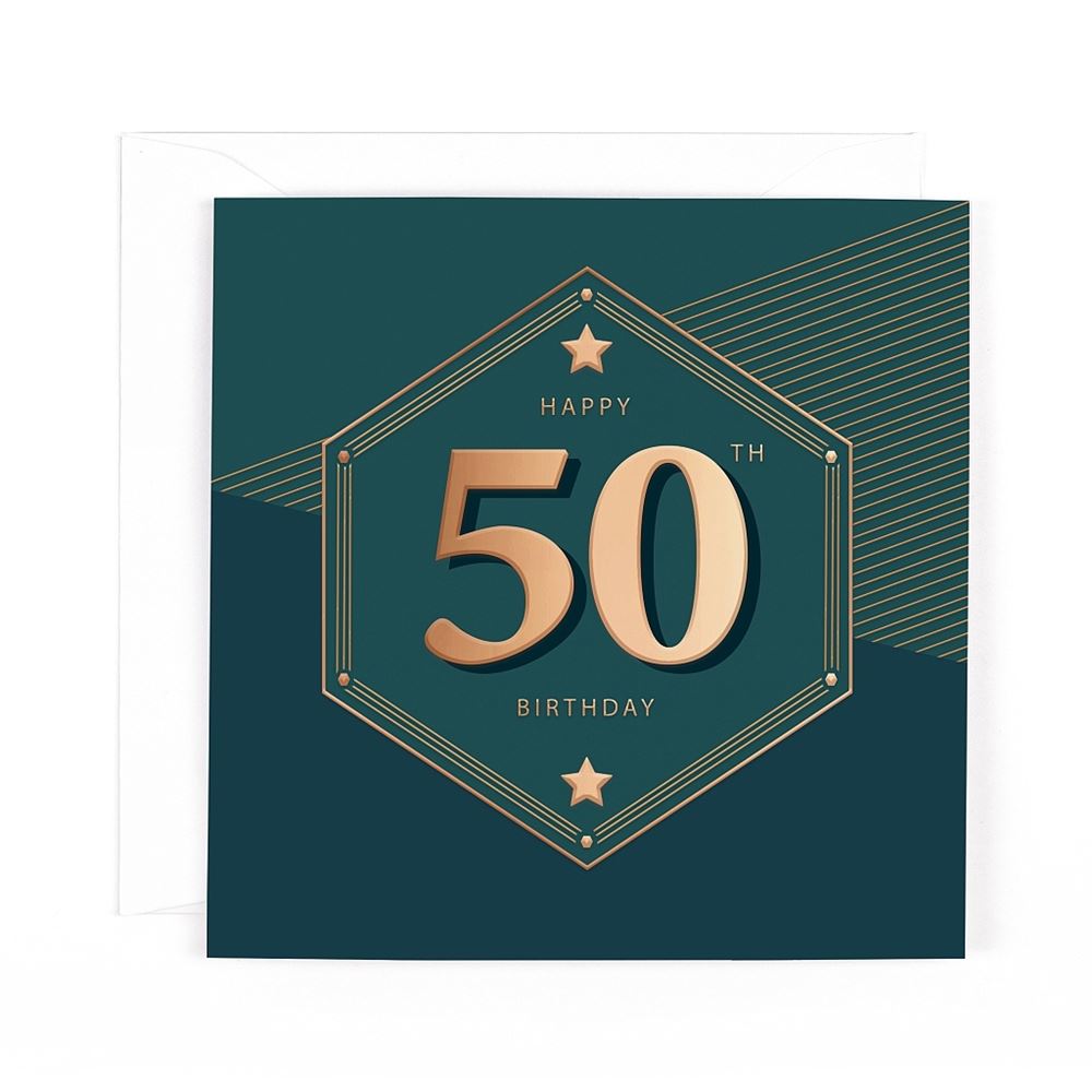 Contemporary Luxury Foiled Design 50th Birthday Card