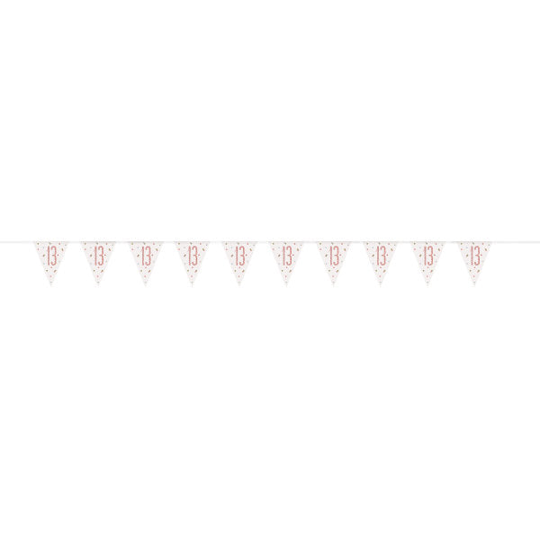 9ft Birthday Rose Gold Glitz Number 13 Prism Pennant Banner