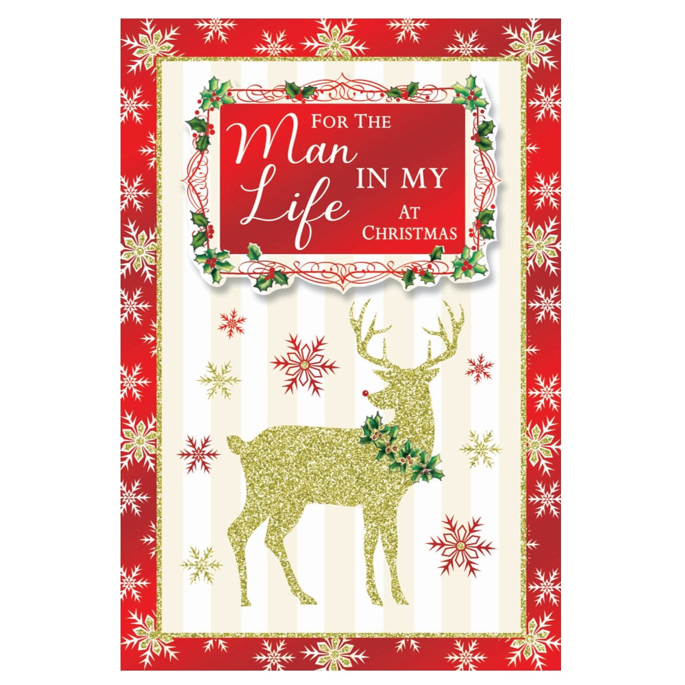 For The Man In My Life Golden Reindeer Festive Design Christmas Card
