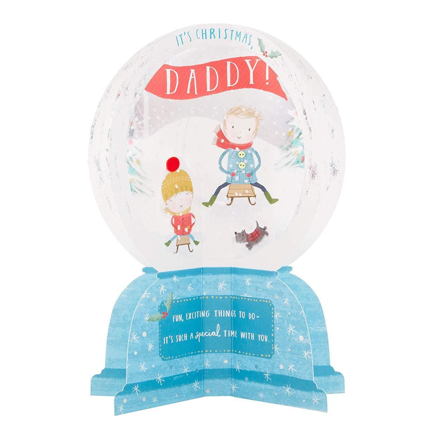 3D Daddy Christmas Card 'Snow Globe'