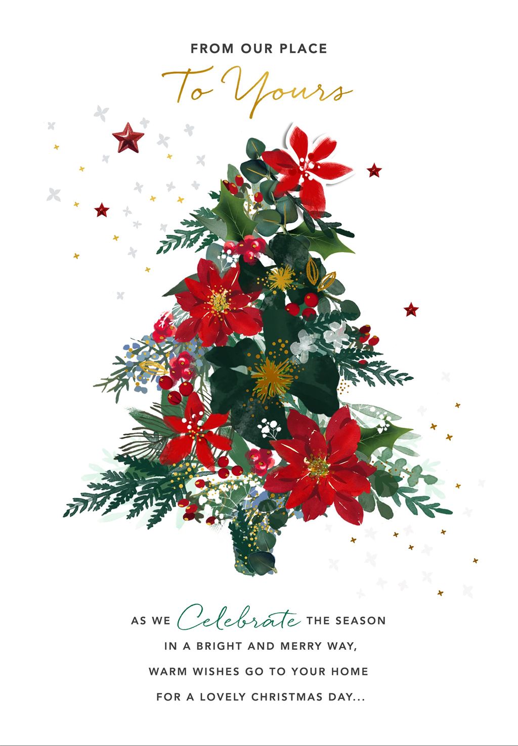 Floral Tree Design From Our Place to Yours Christmas Card