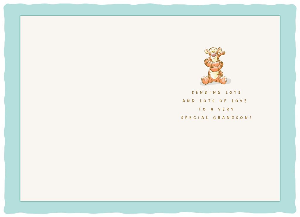 Winnie the Pooh Cute and Cuddly Design Grandson 1st Birthday Card