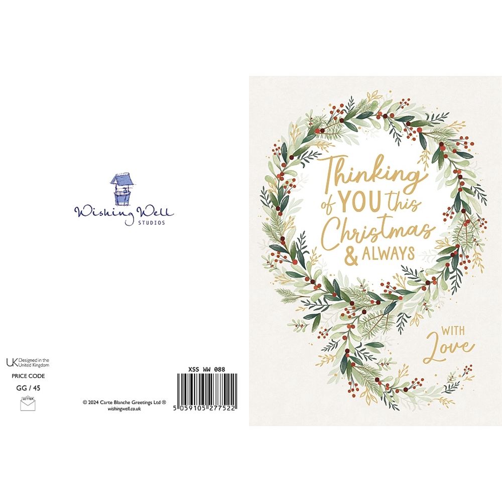 Wreath Design Thinking of You Christmas Card