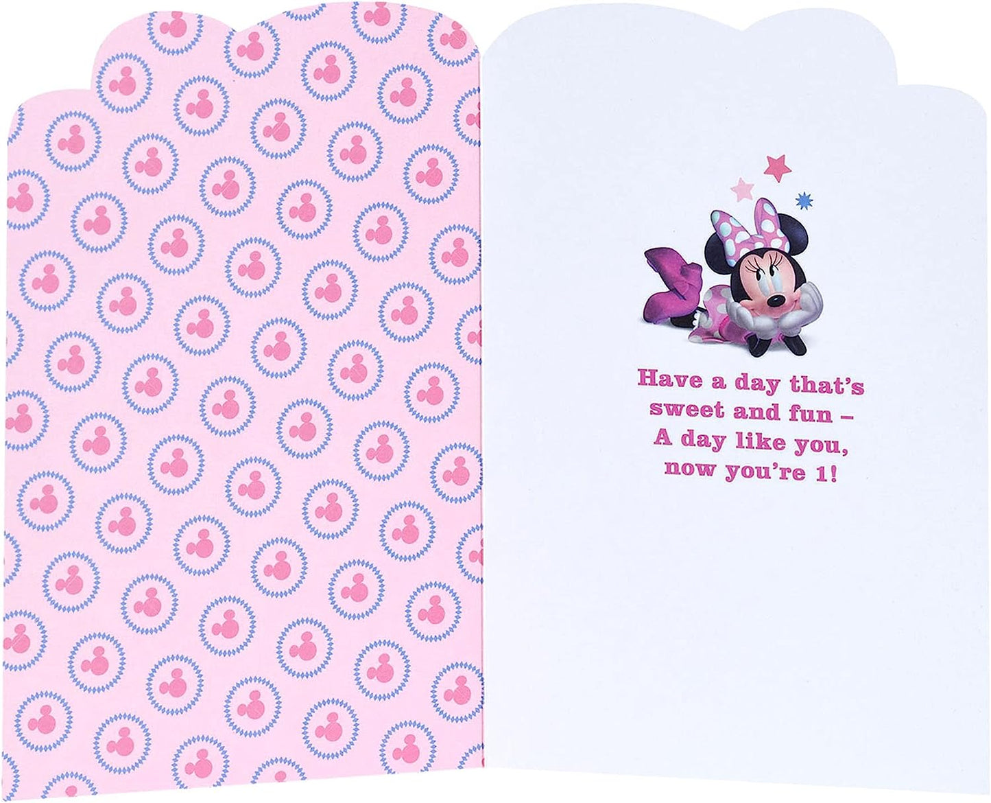 Disney Pink Design With Minnie Mouse 1st Birthday Card