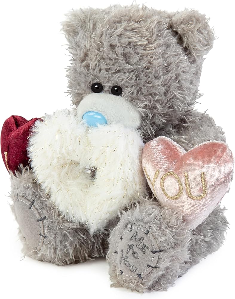 Me to You Tatty Teddy Plush Bear Holding Three Embroidered Hearts Official Collection