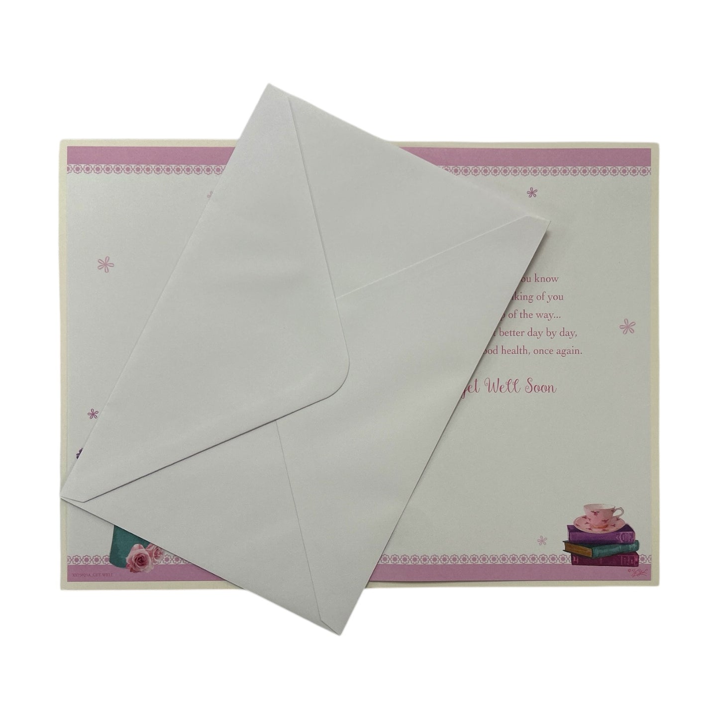 Get Well Soon Flower Pot & Book Design Greeting Card