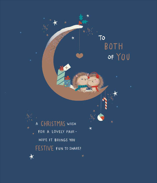To Both Of You Couple on Moon Christmas Card