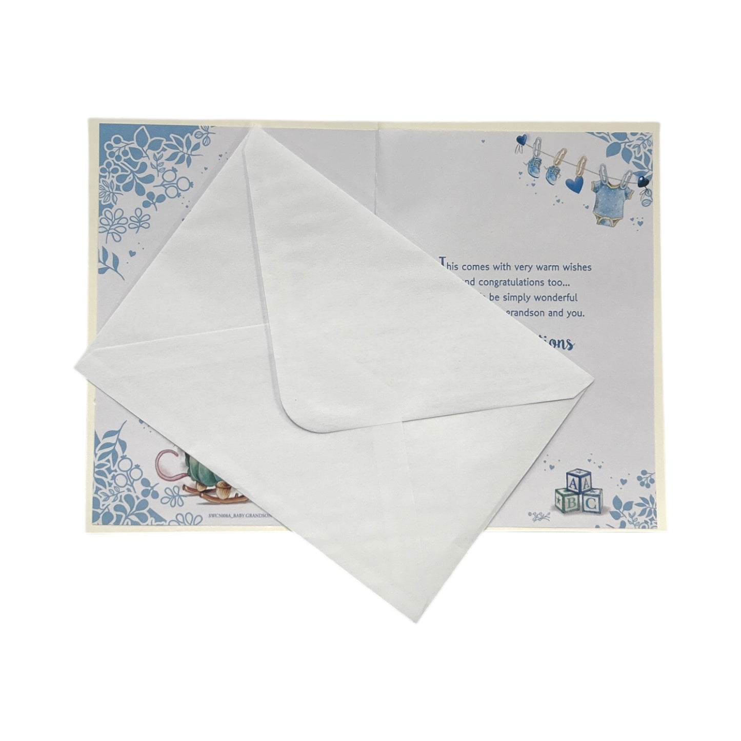 On Birth Grandson Cute Mouse With Alphabet Blocks Design Congratulations Card