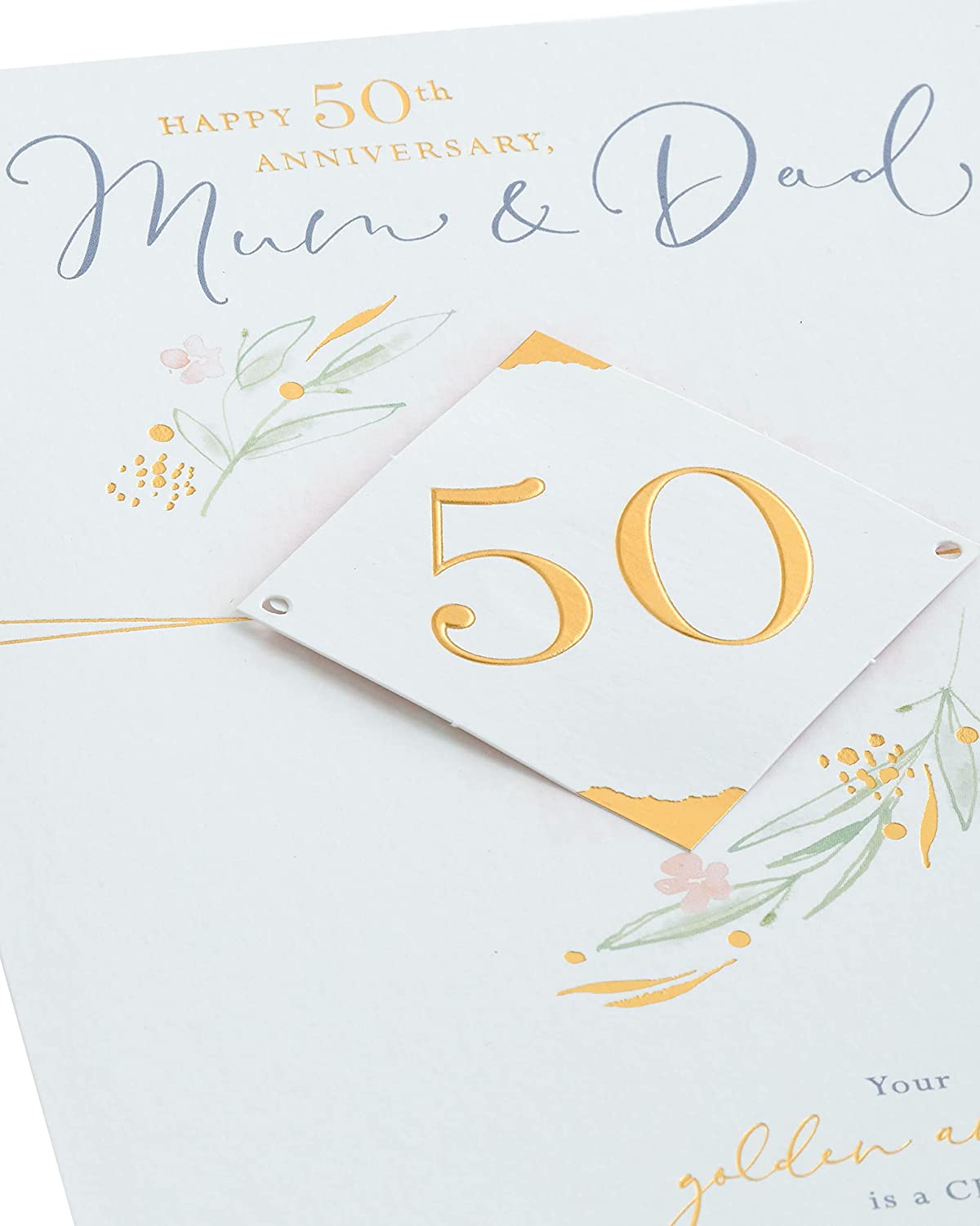 On Your 50th Golden Anniversary Large Exquisite Card for Mum and Dad