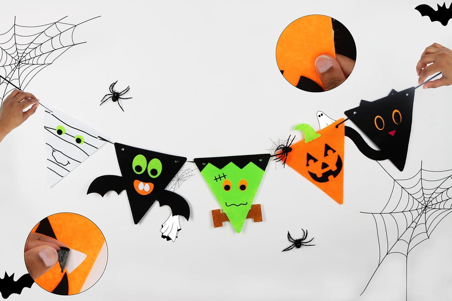 Pack of 12 DIY Felt Halloween Bunting Sets