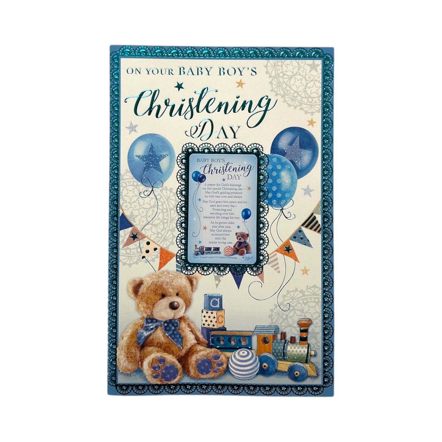 On Your Baby Boy's Christening Day Keepsake Treasures Greeting Card