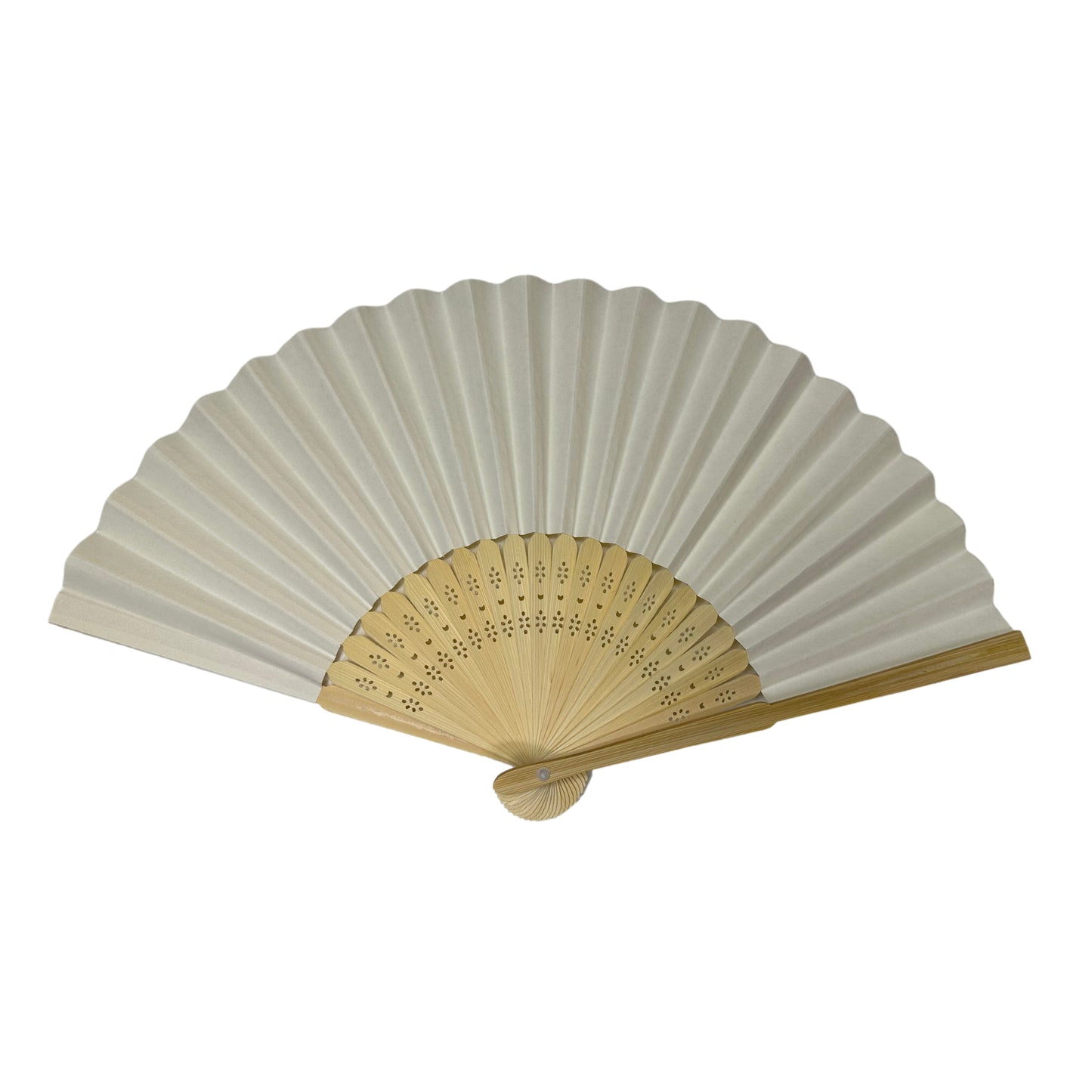 Pack of 10 Rice White Paper Foldable Hand Held Bamboo Wooden Fans by Parev