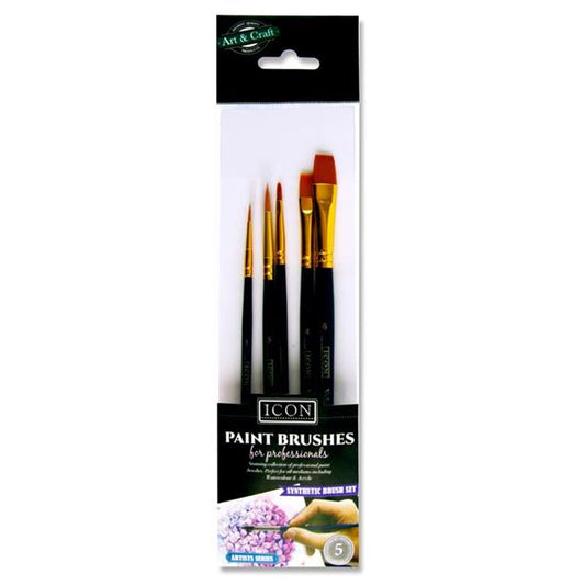 Pack of 5 Synthetic Paintbrush Set by Icon Art