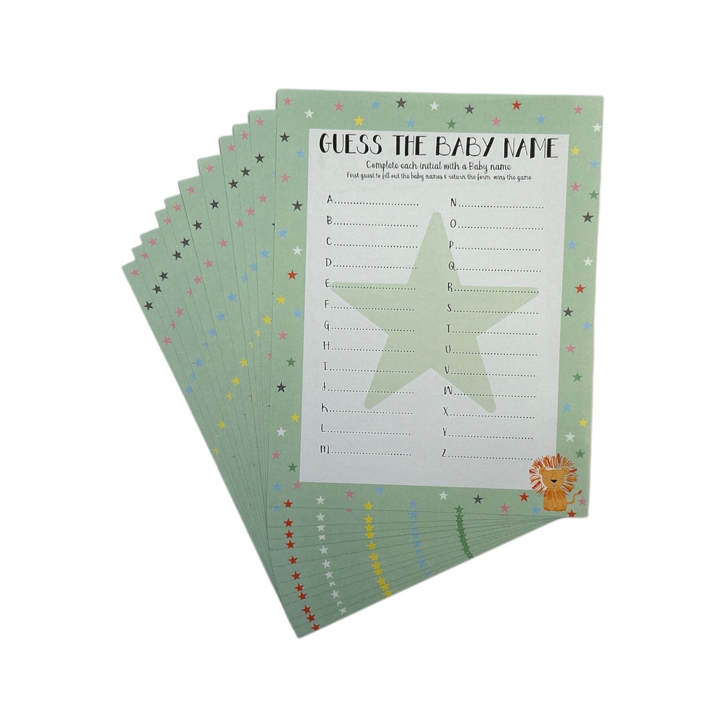 Set of 2 Baby Shower Games - 12 Baby Animals & 12 Baby Names Race Game Sheets