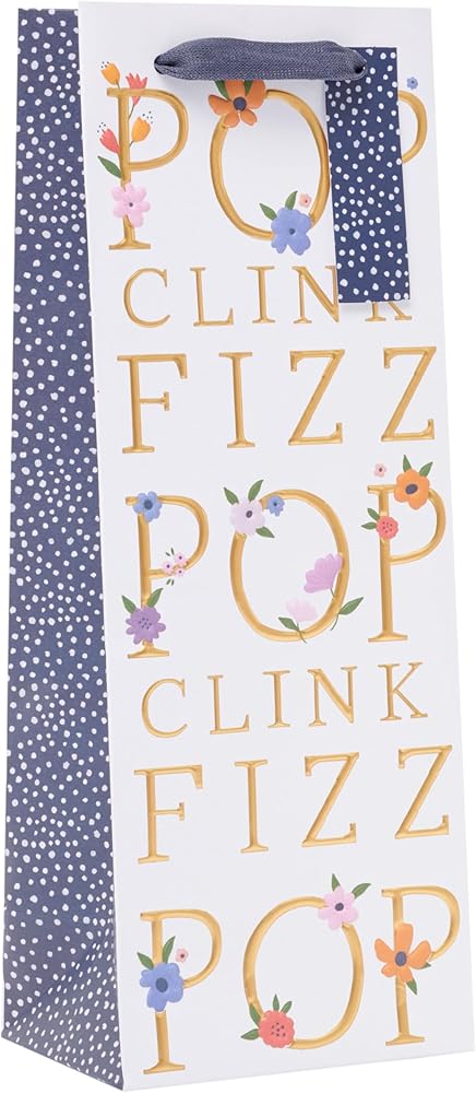 Pop, Clink, Fizz Design Bottle Gift Bag