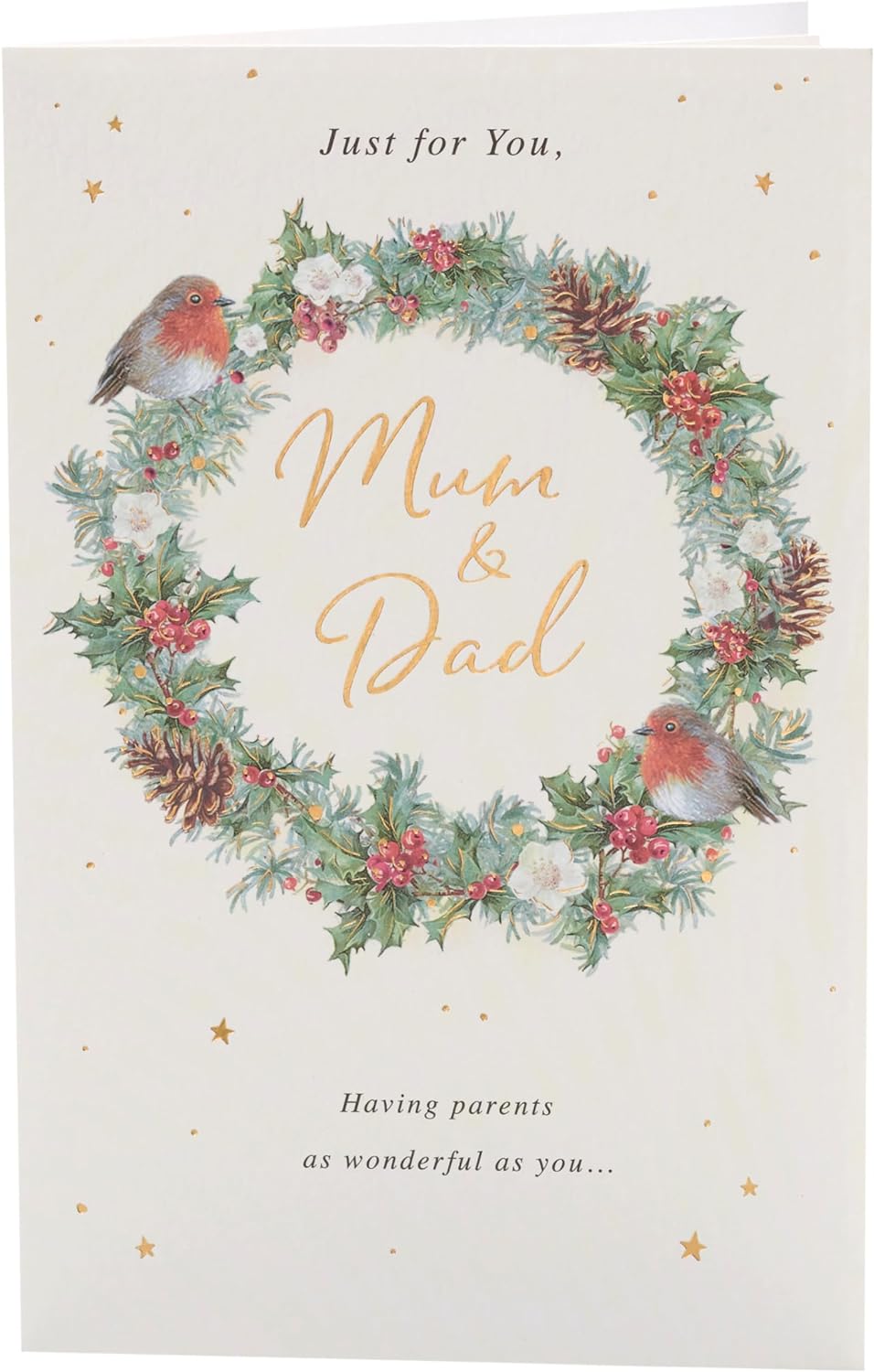 Mum & Dad Christmas Card Festive Wreath Design