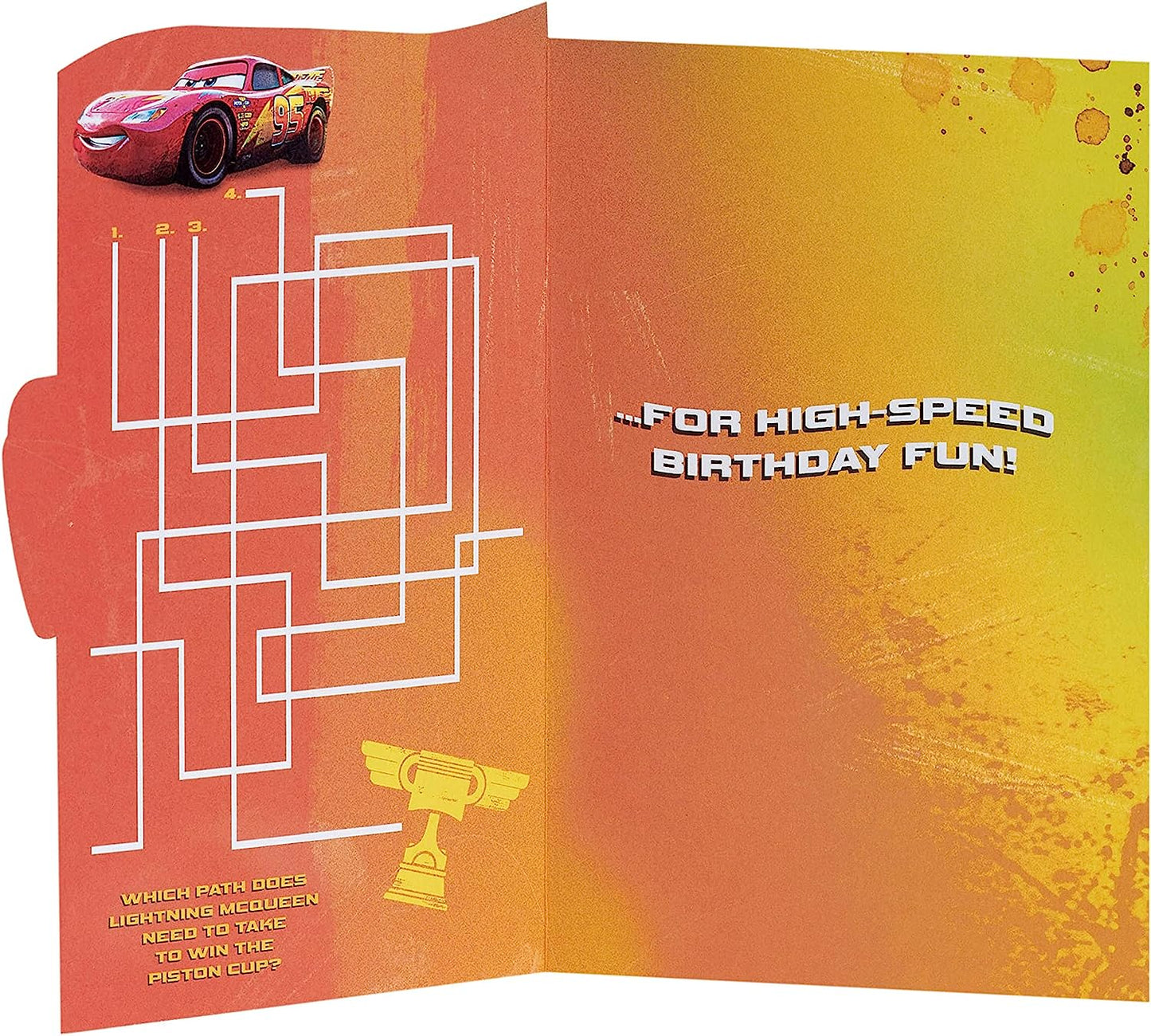 Disney Cars Design With Lightning McQueen 4th Birthday Boy Card