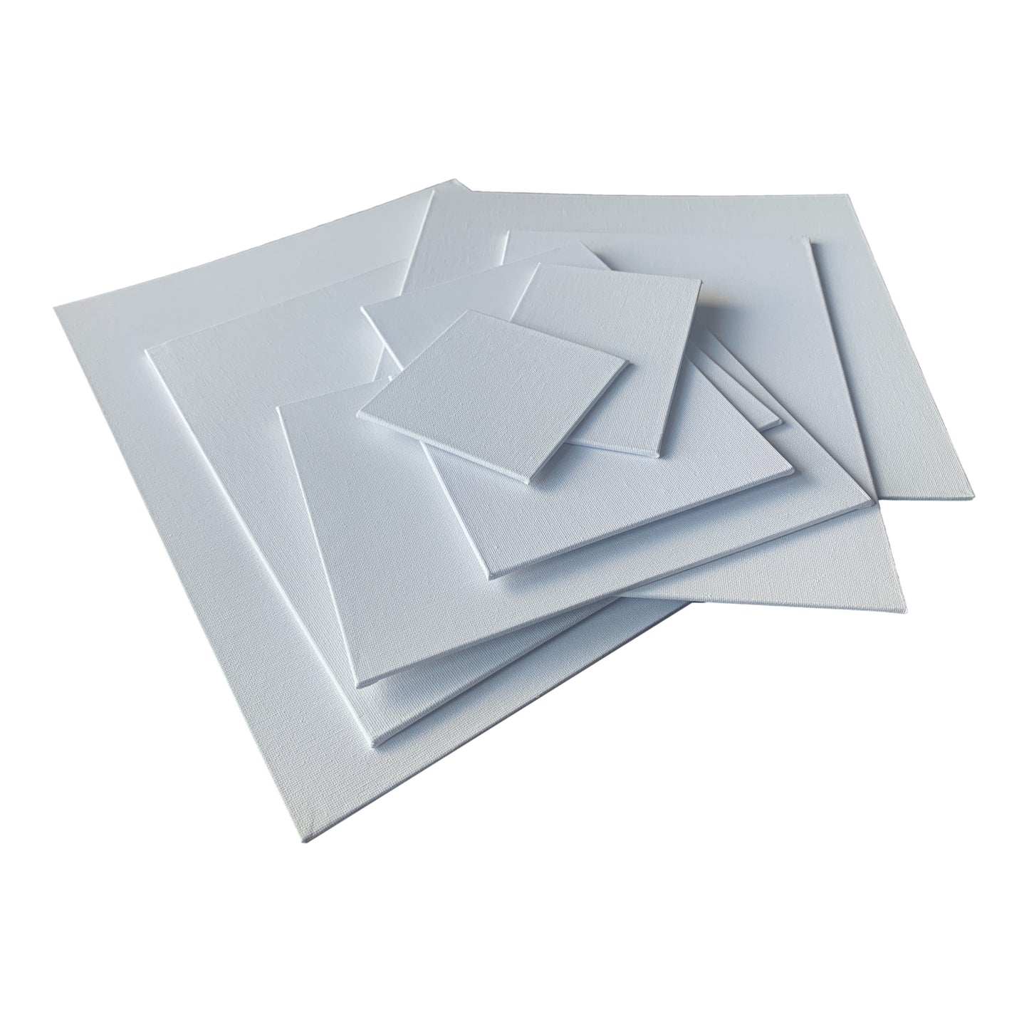 Set of 10 Assorted Sizes Blank White Flat Stretched Board Art Canvas By Janrax