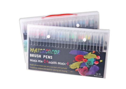 Pack of 24 Watercolour Assorted Colour Brush Pens