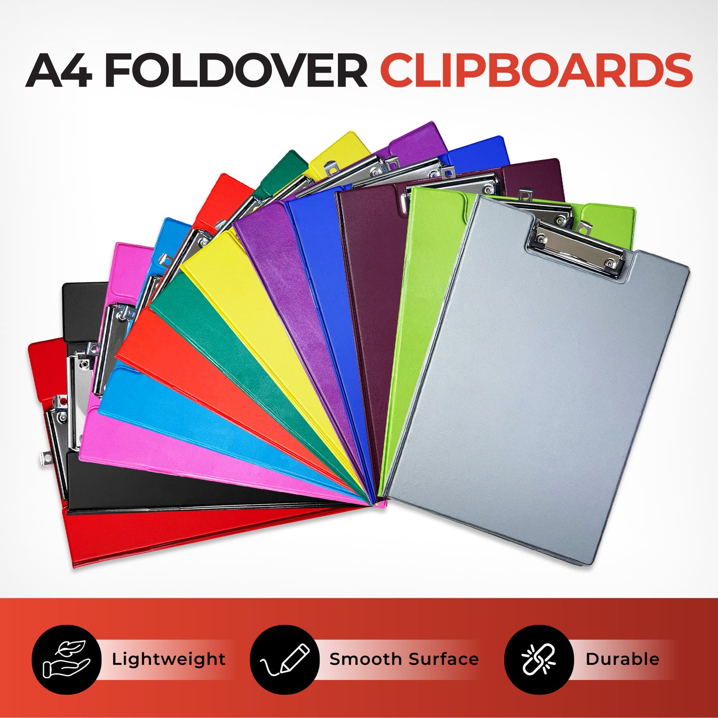 Pack of 6 A4 Neon Yellow Foldover Clipboards