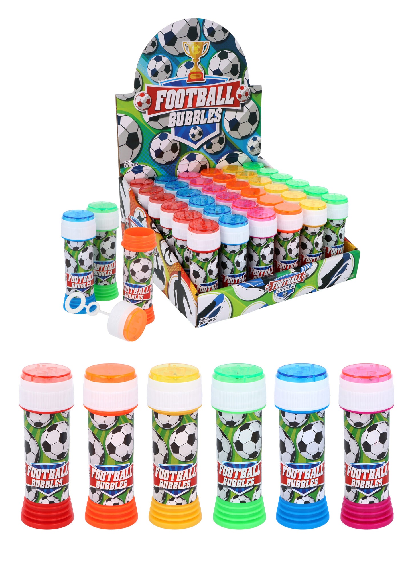 Pack of 12 Football Bubble Tubs with Wand (50ml)