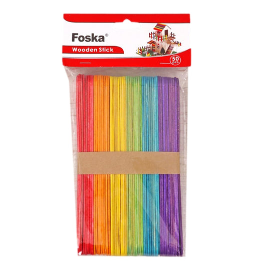 Pack of 50 Assorted Colour Wooden Sticks