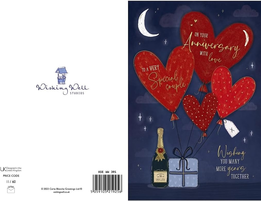 Heart Balloons Happy Anniversary Card