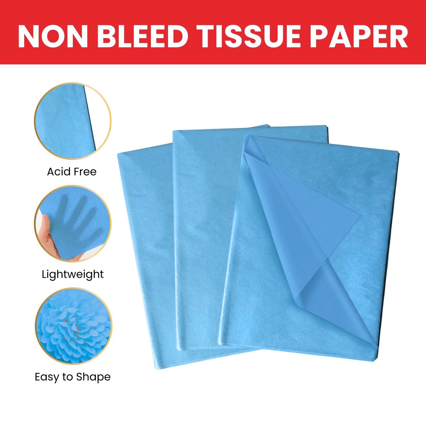 Pack of 1440 Turquoise Acid Free 50 x 70cm Tissue Paper Sheets