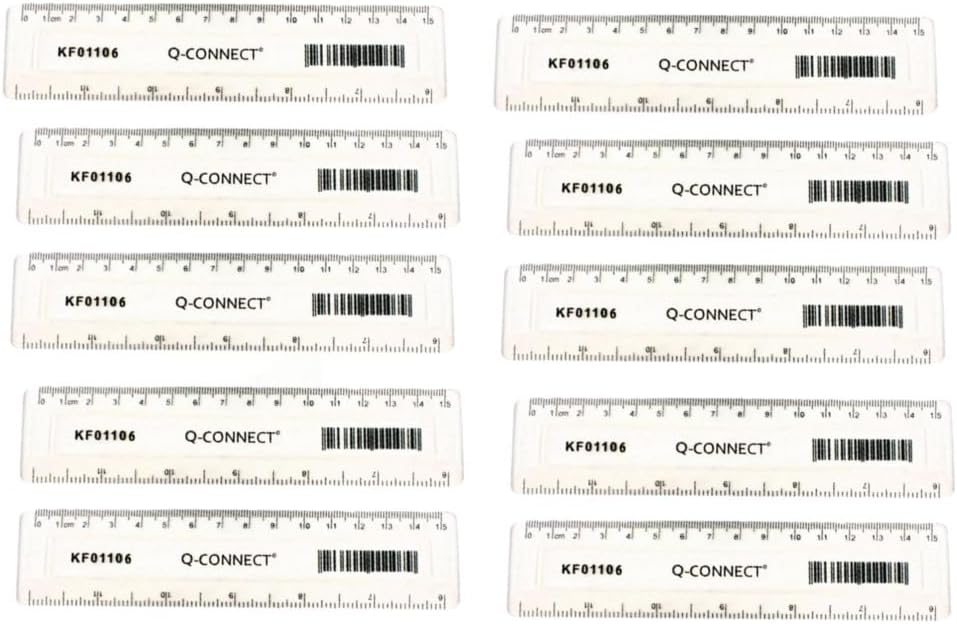 Pack of 10 Acrylic Shatter Resistant Clear Rulers 15cm