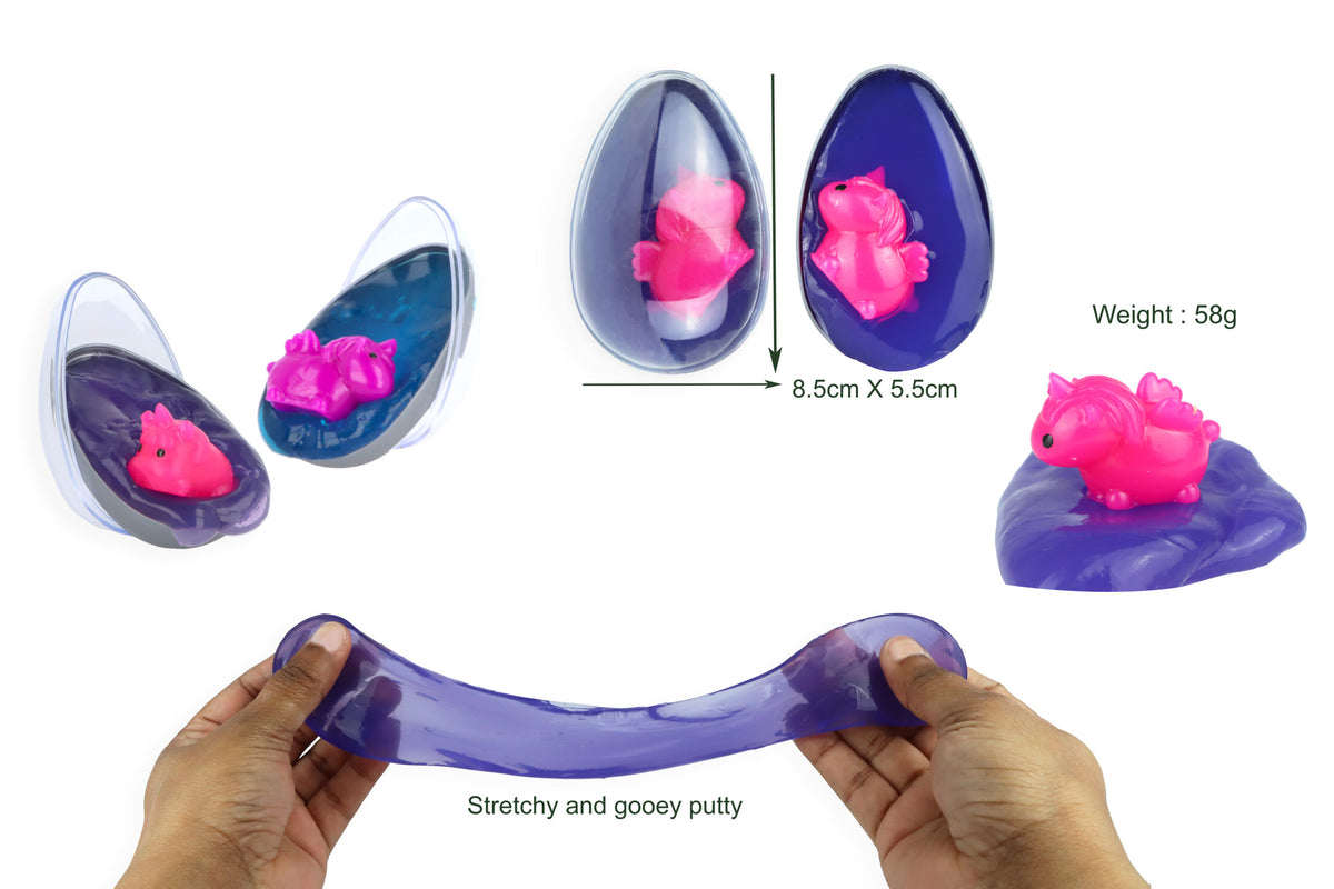 Pack of 12 Unicorn Eggs with Squishy Baby Unicorn in Slime