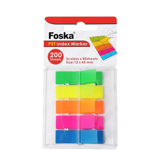 Pack of 200 PET Sticky Index Page Markers 12 x 45mm