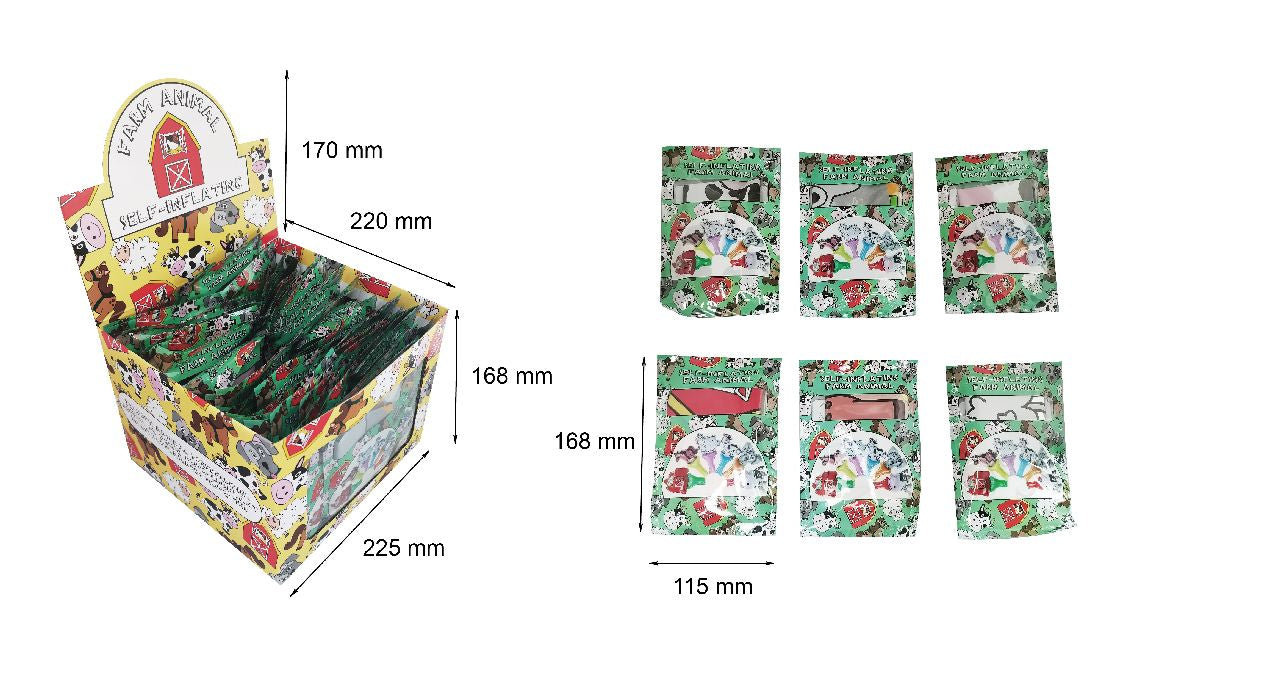 Pack of 48 Farm Animal Self-Inflating Handheld Balloons