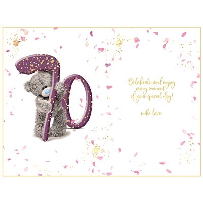 Bear Peeking Through 70th Birthday Card