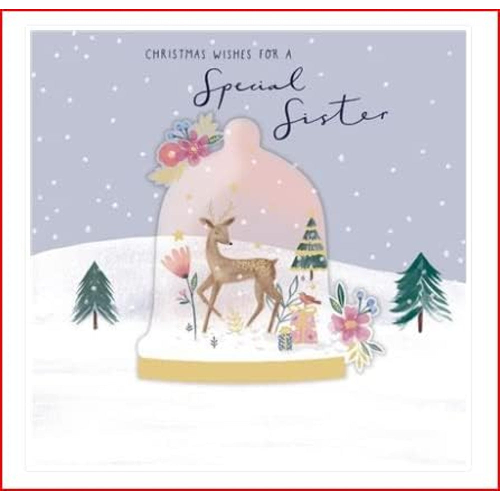 Special Sister Christmas Card Reindeer Design
