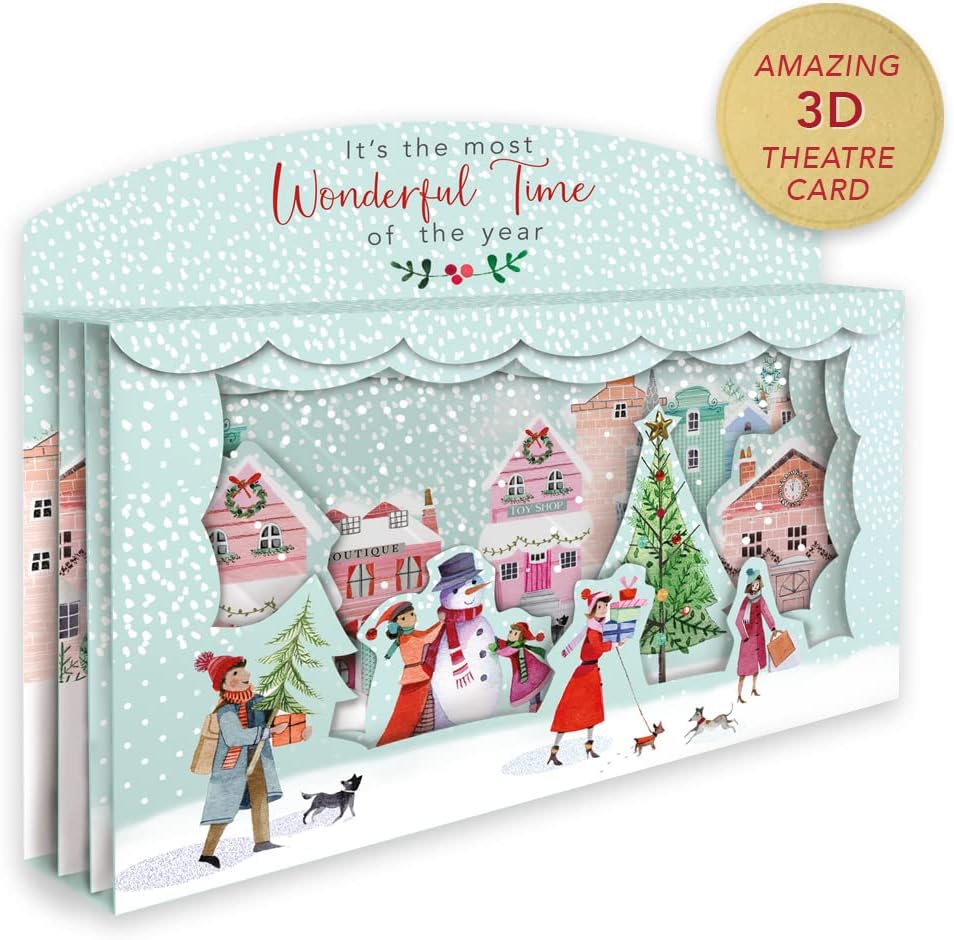 Most Wonderful Time Spectacular 3D Street Scene Freestanding Christmas Card