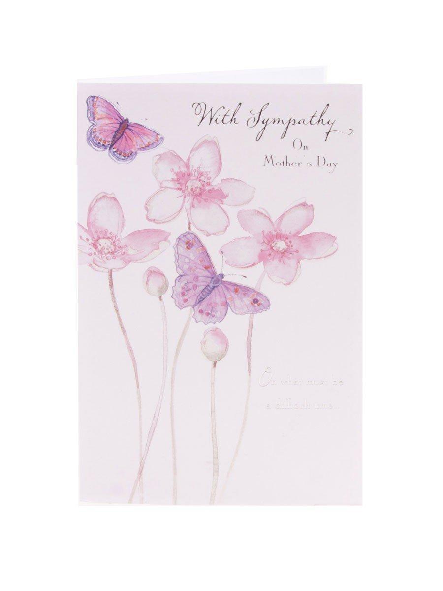 Elegant Flower And Butterflies With Sympathy Mother's Day Card