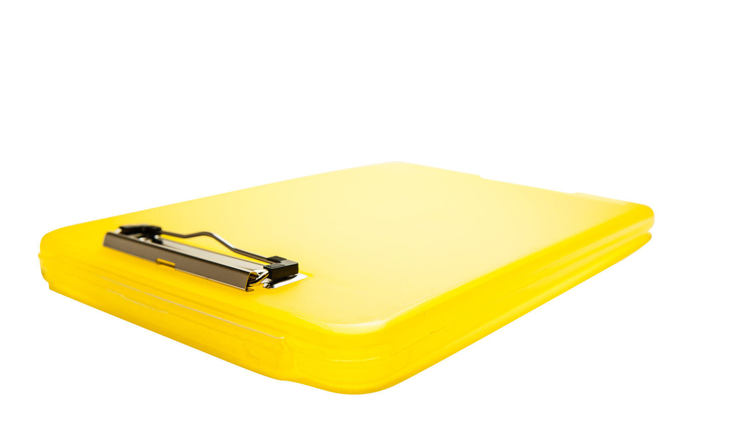 Pack of 2 A4 Yellow Clipboard Box Files - Storage Filing Case