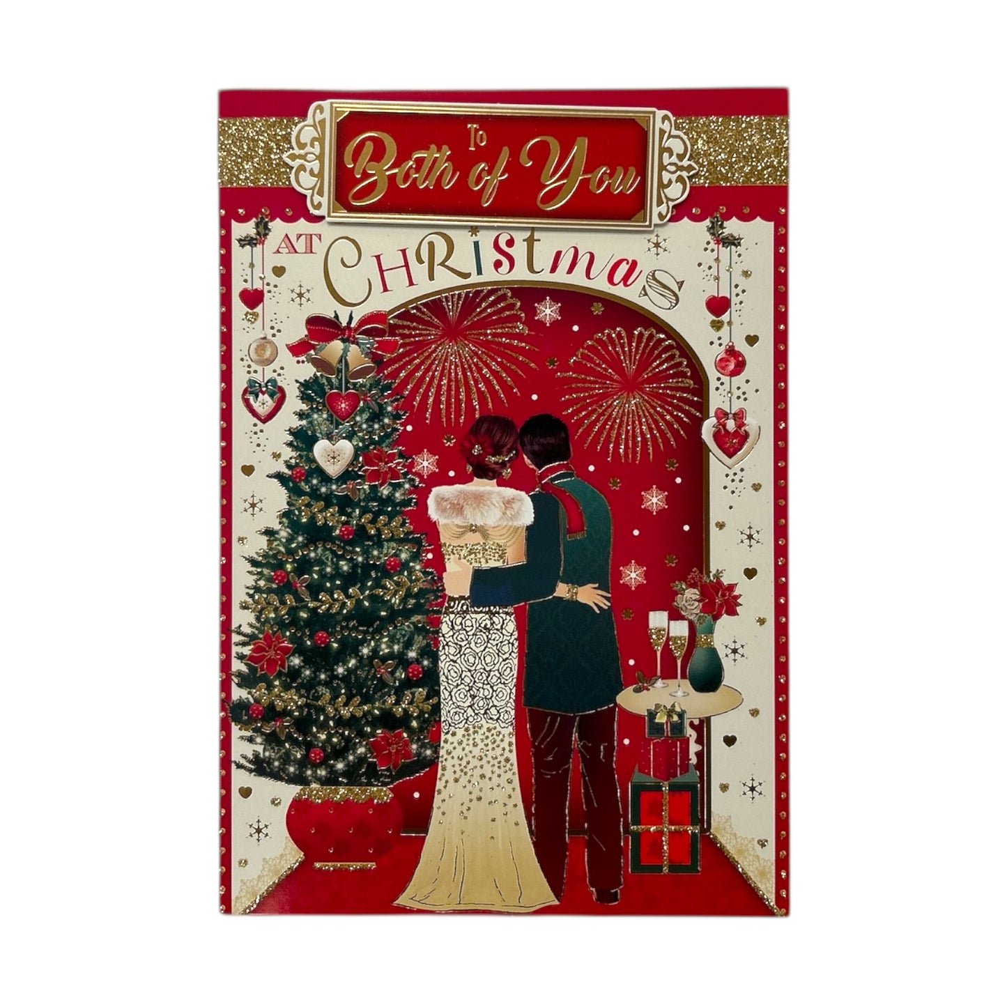 To Both of You Beautiful Couple Enjoying Fireworks Design Christmas Card