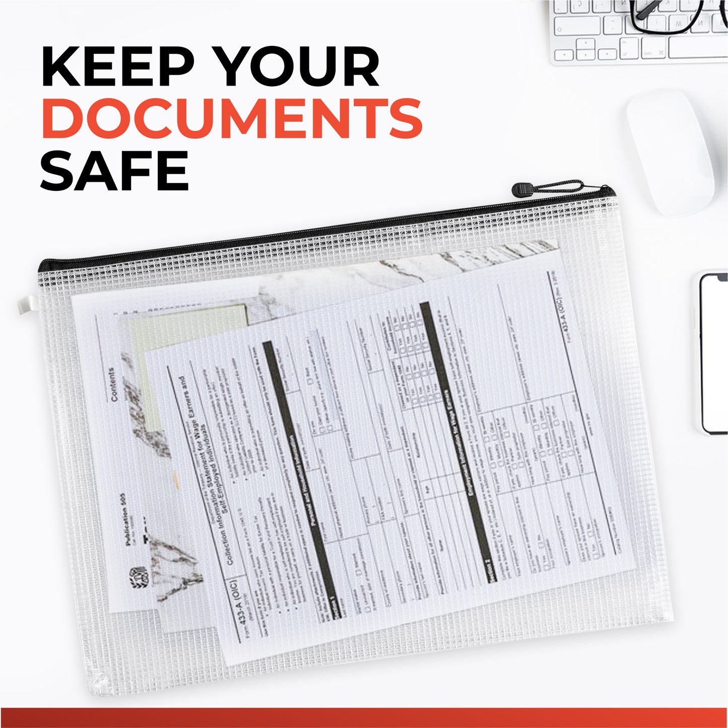 Pack of 3 Black Zip Assorted Sizes Strong Mesh Bags - A3, A4, A5 - Tough Waterproof Storage