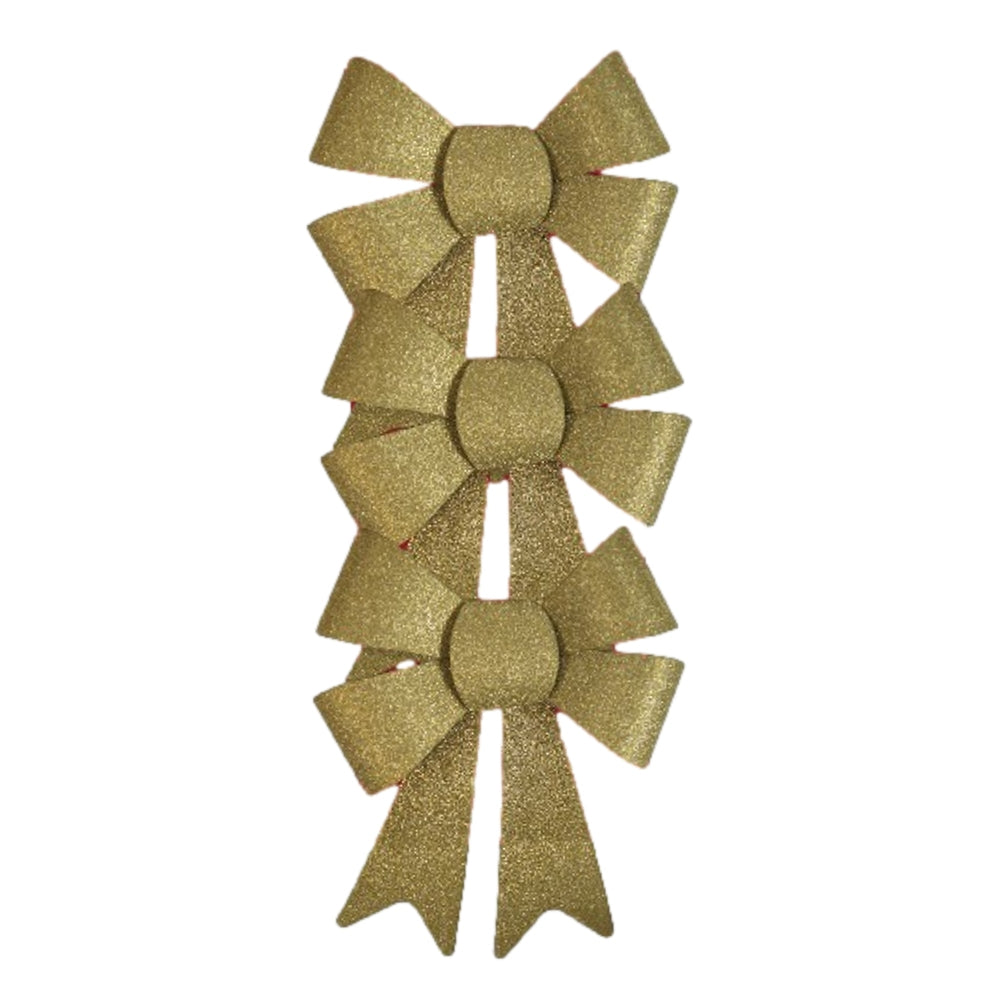Pack of 3 Christmas Gold Present Gift Bows