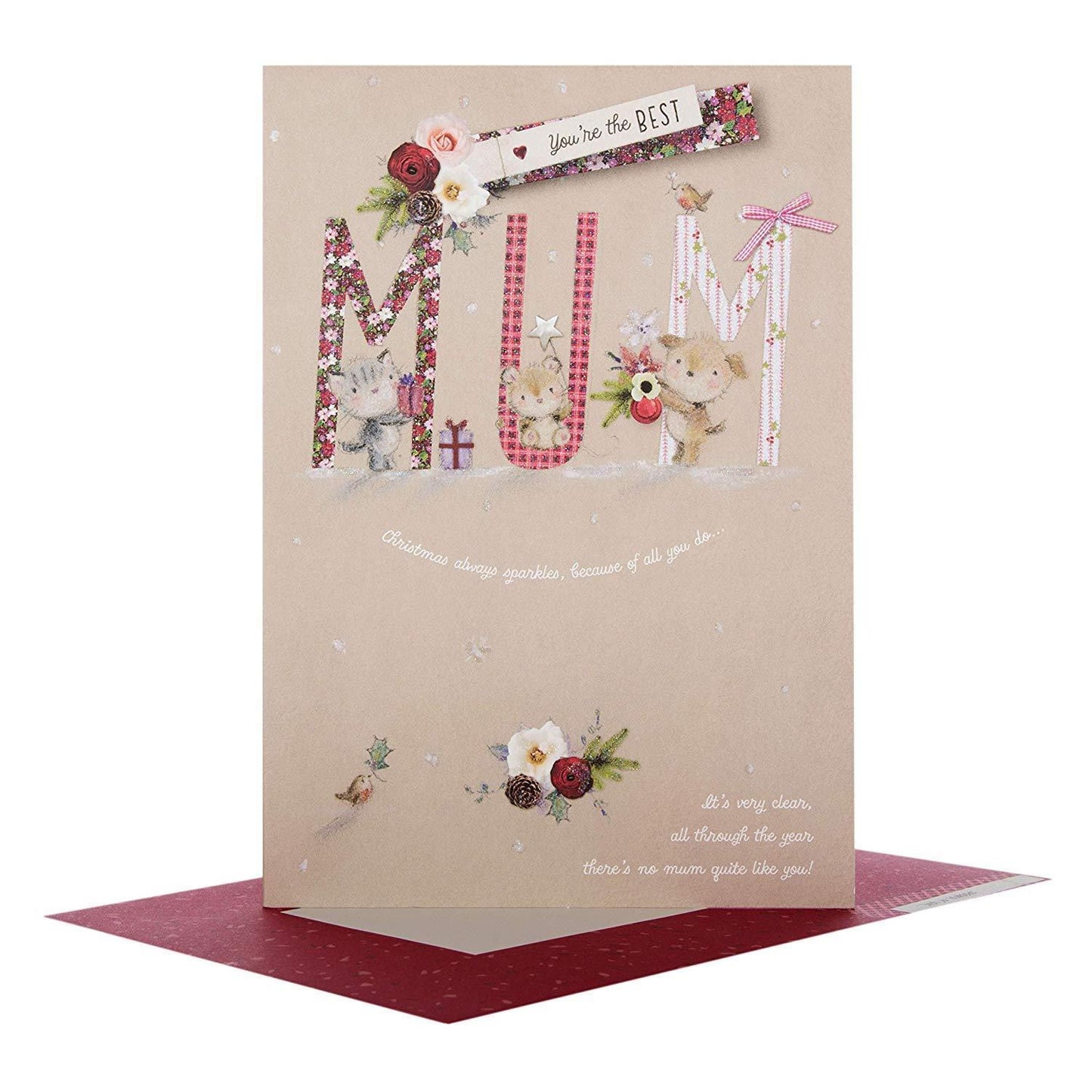 Best Mum Christmas Card "Love and Thanks"